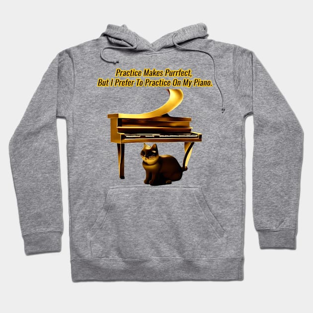 Practice Makes Purrfect, But I Prefer To Practice On My Piano Hoodie by Musical Art By Andrew